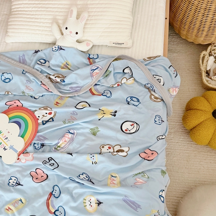 91家纺网 家纺一手货源 找家纺 星期八 2025新款婴儿裸睡级冰丝毯凉感毯 简笔画