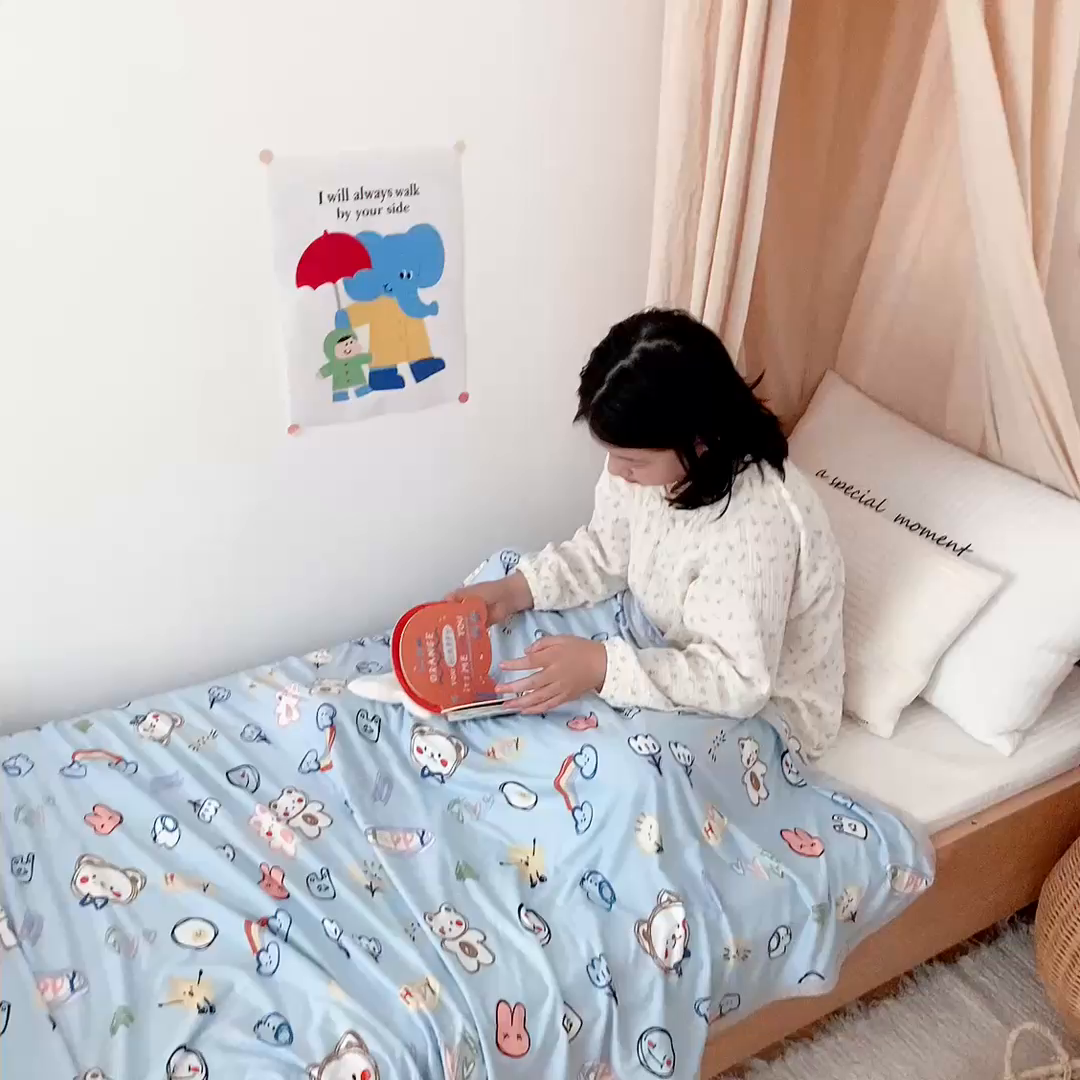 91家纺网 家纺一手货源 找家纺 星期八 2025新款婴儿裸睡级冰丝毯凉感毯 简笔画