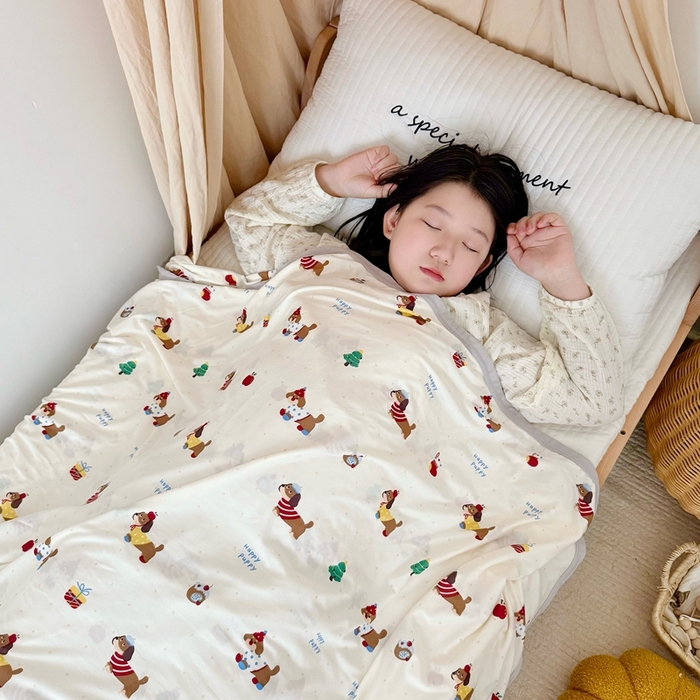 91家纺网 家纺一手货源 找家纺 星期八 2025新款婴儿裸睡级冰丝毯凉感毯 腊肠狗