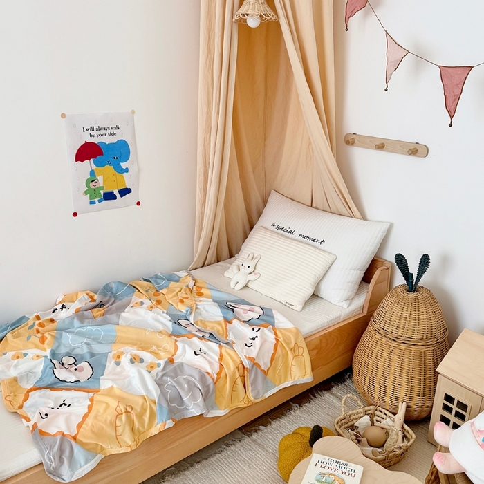 91家纺网 家纺一手货源 找家纺 星期八 2025新款婴儿裸睡级冰丝毯凉感毯 兔子屋