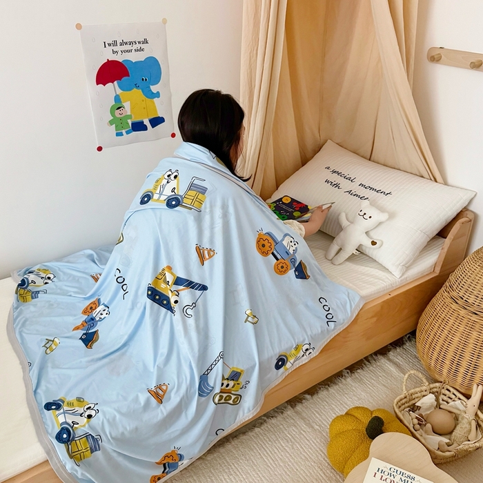 91家纺网 家纺一手货源 找家纺 星期八 2025新款婴儿裸睡级冰丝毯凉感毯 挖掘机