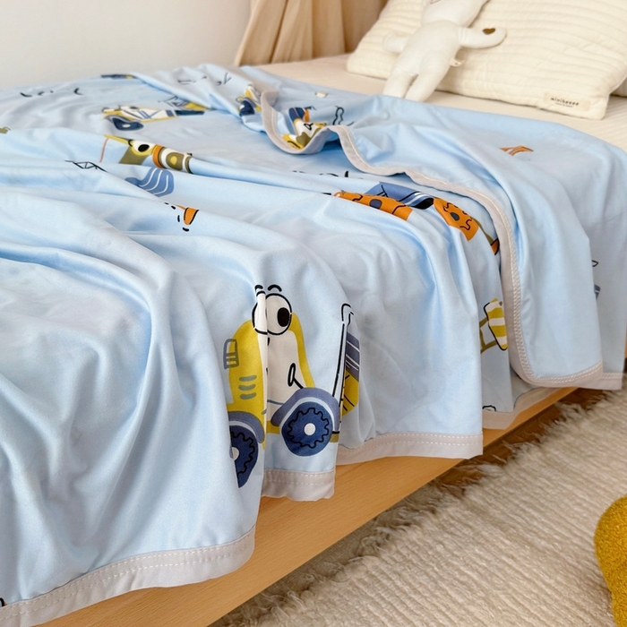 91家纺网 家纺一手货源 找家纺 星期八 2025新款婴儿裸睡级冰丝毯凉感毯 挖掘机