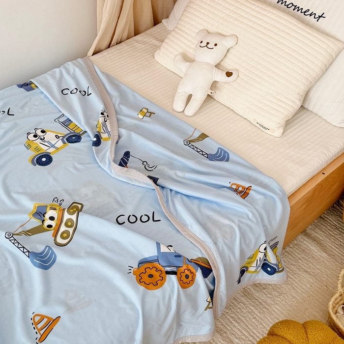 91家纺网 家纺一手货源 找家纺 星期八 2025新款婴儿裸睡级冰丝毯凉感毯 挖掘机