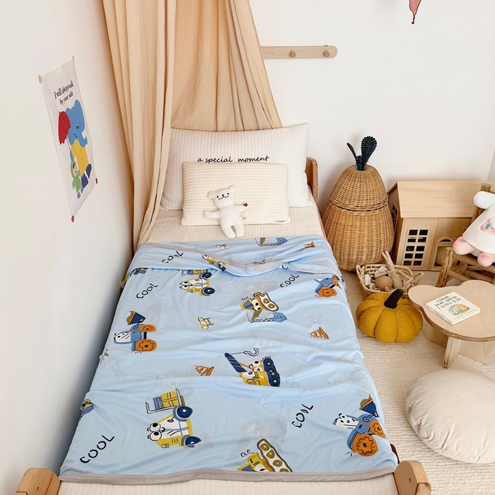 91家纺网 家纺一手货源 找家纺 星期八 2025新款婴儿裸睡级冰丝毯凉感毯 挖掘机