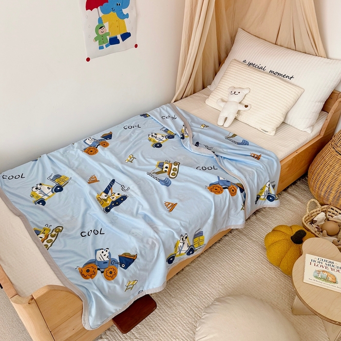 91家纺网 家纺一手货源 找家纺 星期八 2025新款婴儿裸睡级冰丝毯凉感毯 挖掘机