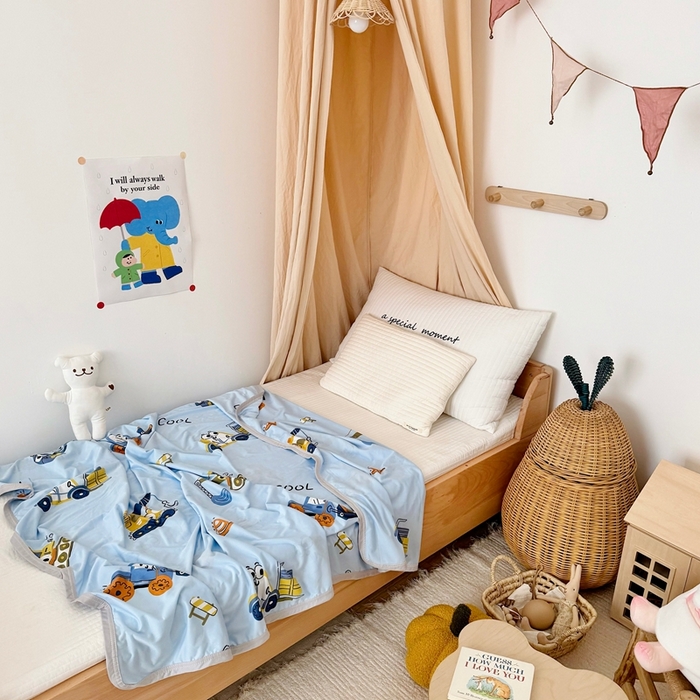 91家纺网 家纺一手货源 找家纺 星期八 2025新款婴儿裸睡级冰丝毯凉感毯 挖掘机