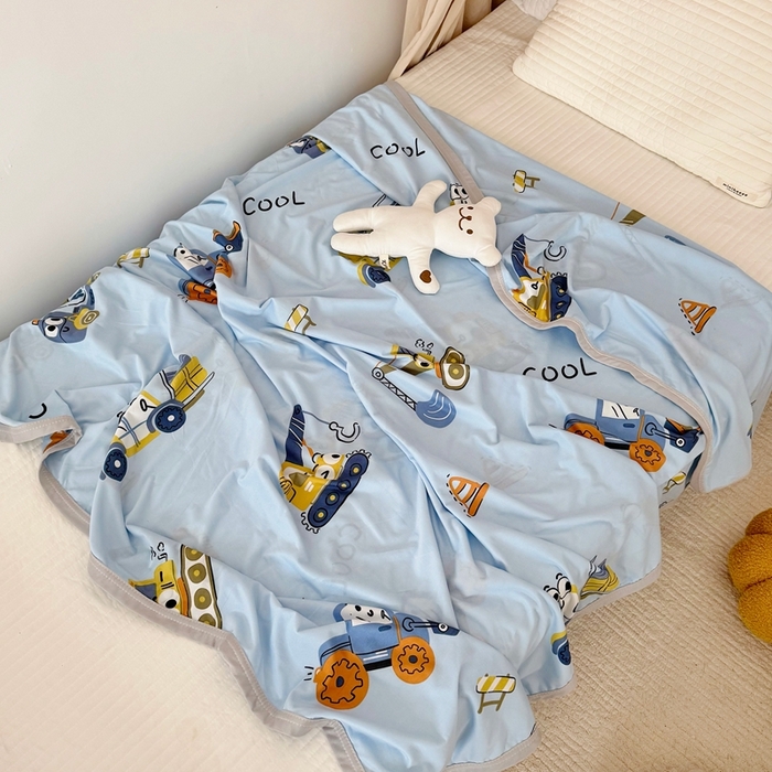 91家纺网 家纺一手货源 找家纺 星期八 2025新款婴儿裸睡级冰丝毯凉感毯 挖掘机