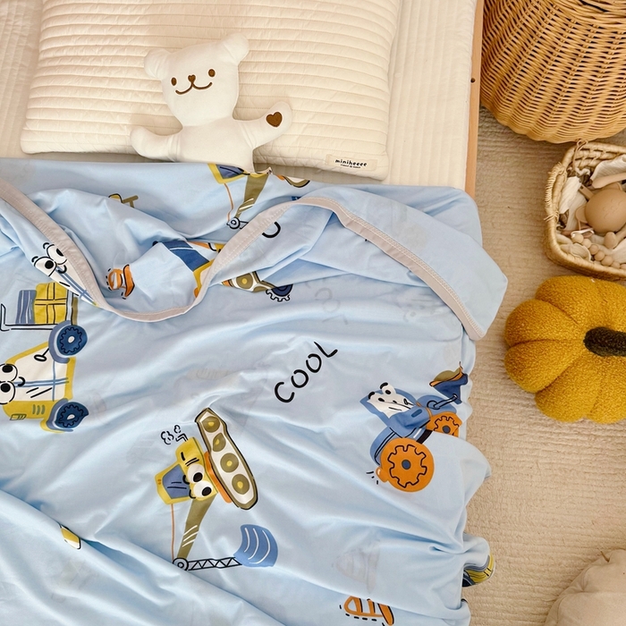 91家纺网 家纺一手货源 找家纺 星期八 2025新款婴儿裸睡级冰丝毯凉感毯 挖掘机