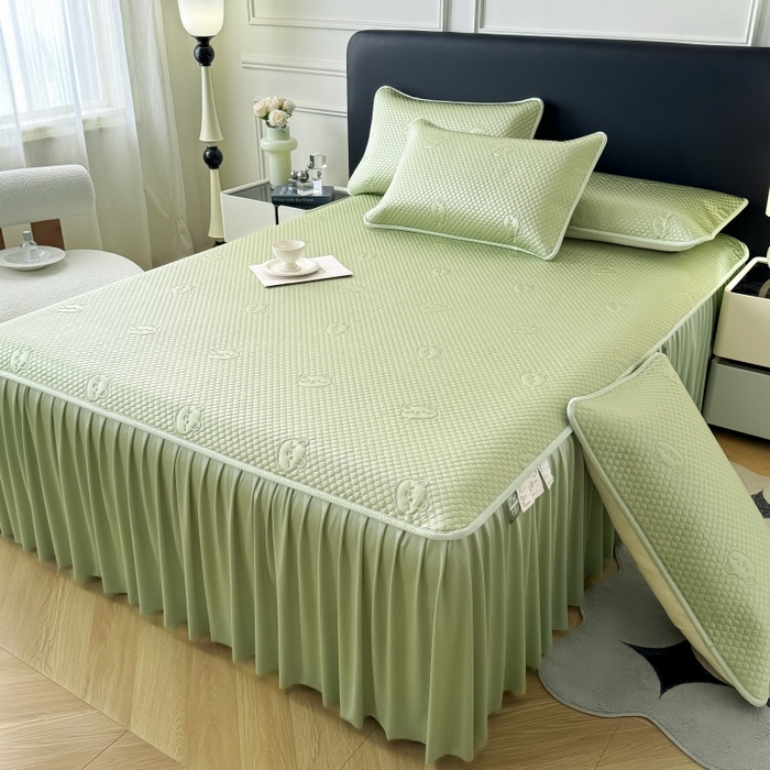 卡罗兰 2025新款豆豆凉席小冰熊床裙床笠款 薄荷绿