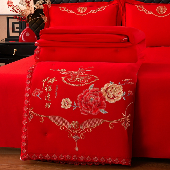 91家纺网 家纺一手货源 找家纺 （总）美伦美 2025新款全棉婚庆冬被被子被芯