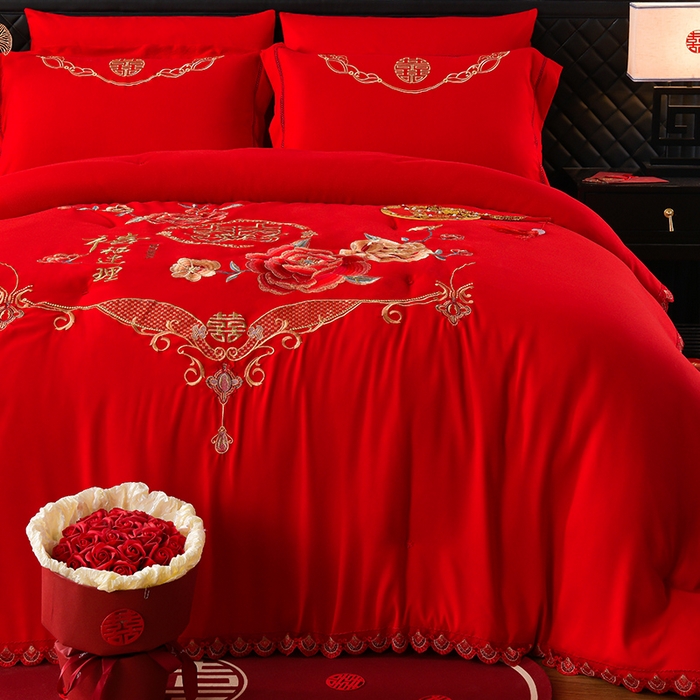 91家纺网 家纺一手货源 找家纺 美伦美 2025新款全棉婚庆冬被被子被芯 禧福连理