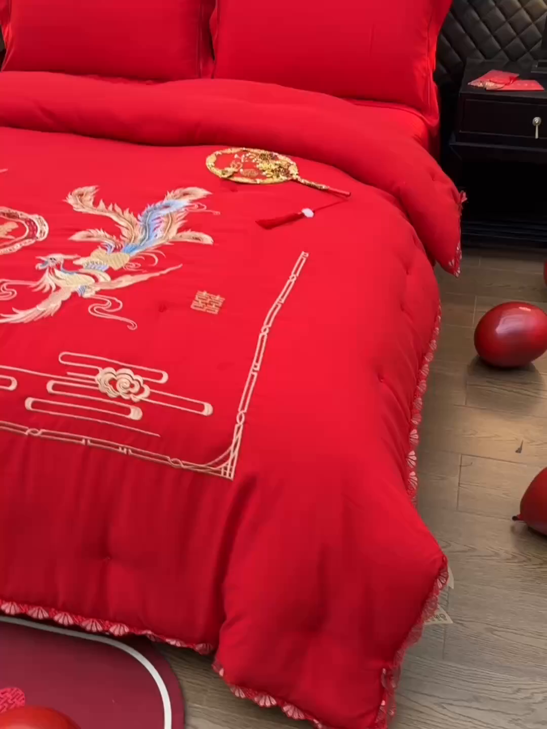 91家纺网 家纺一手货源 找家纺 美伦美 2025新款全棉婚庆冬被被子被芯 龙腾凤跃