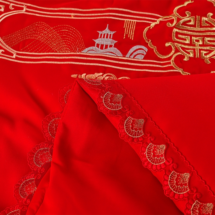 91家纺网 家纺一手货源 找家纺 美伦美 2025新款全棉婚庆冬被被子被芯 天赐良缘