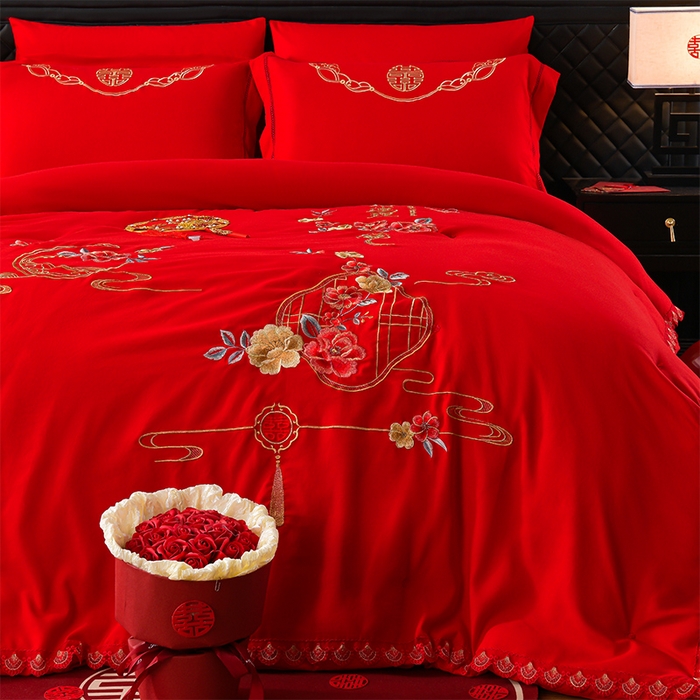 91家纺网 家纺一手货源 找家纺 美伦美 2025新款全棉婚庆冬被被子被芯 喜结连理