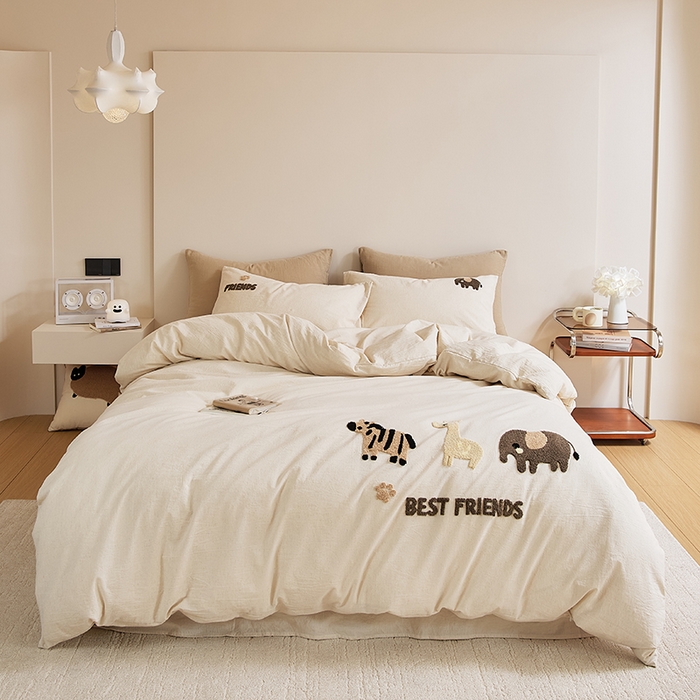 91家纺网 家纺一手货源 找家纺 （总）原研家居 2025新款32支棉麻毛巾绣系列四件套