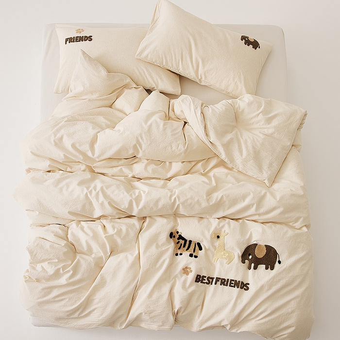 原研家居 2025新款32支棉麻毛巾绣系列四件套 小邂逅