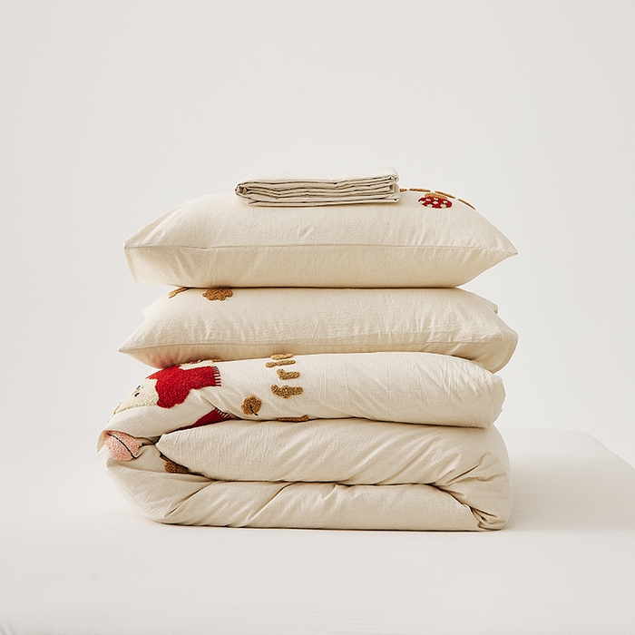 91家纺网 家纺一手货源 找家纺 原研家居 2025新款32支棉麻毛巾绣系列四件套 小确幸