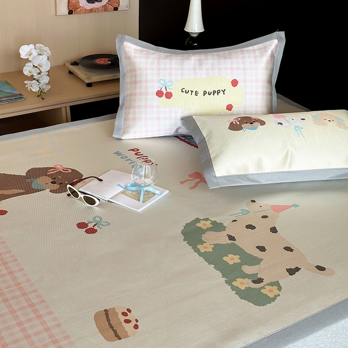 91家纺网 家纺一手货源 找家纺 圆岛家纺 2025春夏新款高克重900D冰丝凉席席子 野餐派对