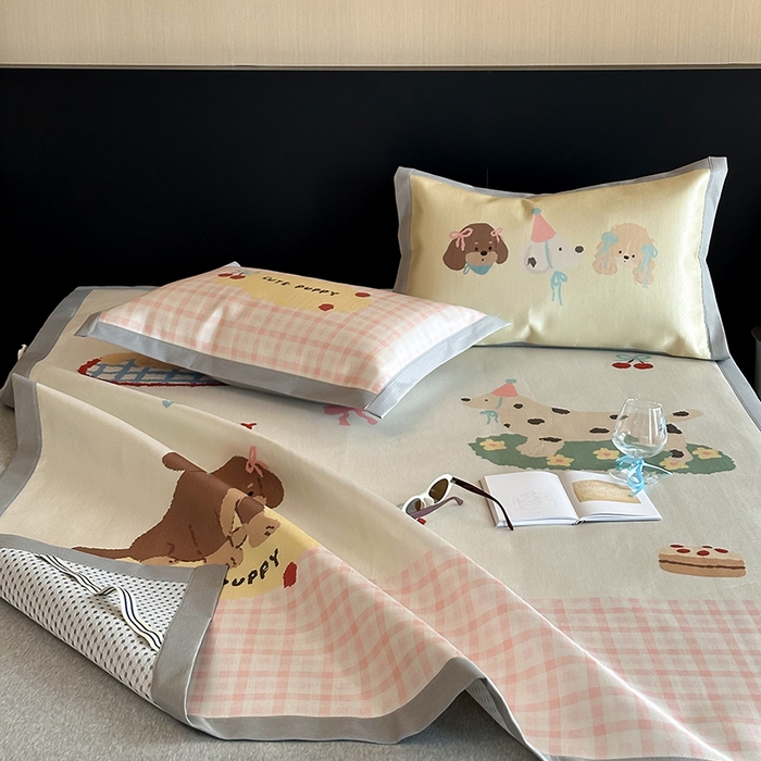 91家纺网 家纺一手货源 找家纺 圆岛家纺 2025春夏新款高克重900D冰丝凉席席子 野餐派对