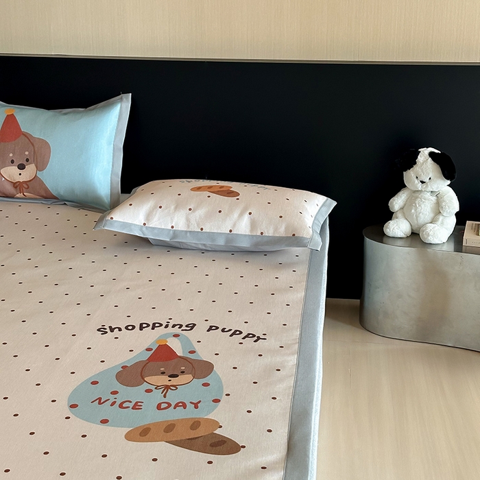 91家纺网 家纺一手货源 找家纺 圆岛家纺 2025春夏新款高克重900D冰丝凉席席子 面包小狗