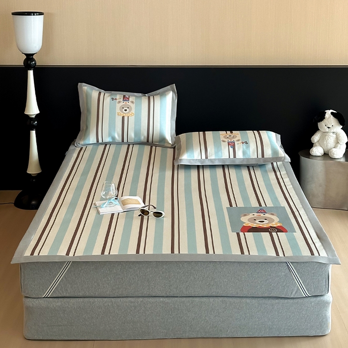 圆岛家纺 2025春夏新款高克重900D冰丝凉席席子 玩偶熊