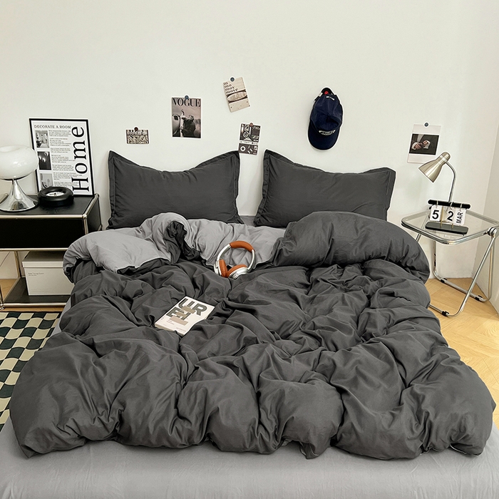 91家纺网 家纺一手货源 找家纺 （总）贝拉梦家纺 2025新款纯色磨毛双拼亲肤棉四件套