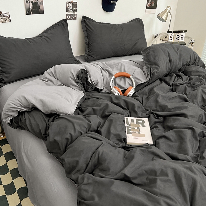 91家纺网 家纺一手货源 找家纺 （总）贝拉梦家纺 2025新款纯色磨毛双拼亲肤棉四件套