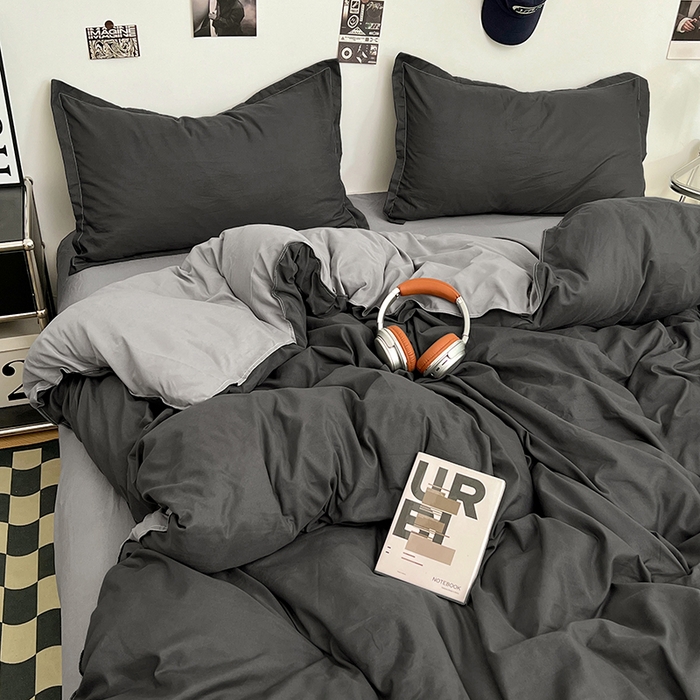 91家纺网 家纺一手货源 找家纺 （总）贝拉梦家纺 2025新款纯色磨毛双拼亲肤棉四件套