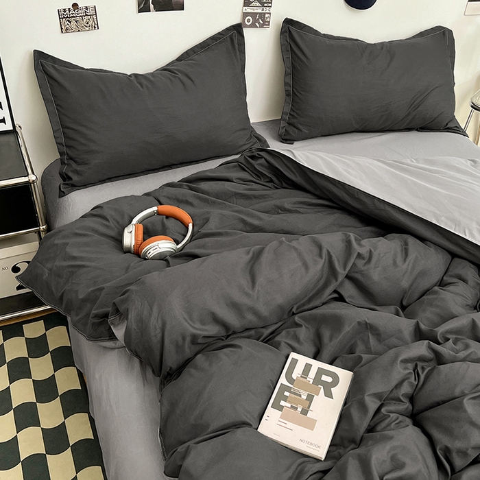 91家纺网 家纺一手货源 找家纺 （总）贝拉梦家纺 2025新款纯色磨毛双拼亲肤棉四件套