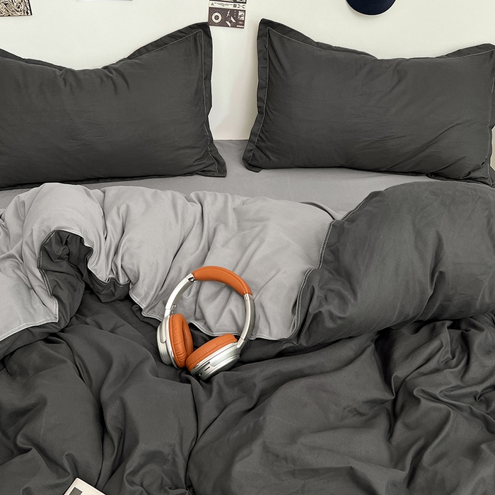 91家纺网 家纺一手货源 找家纺 （总）贝拉梦家纺 2025新款纯色磨毛双拼亲肤棉四件套