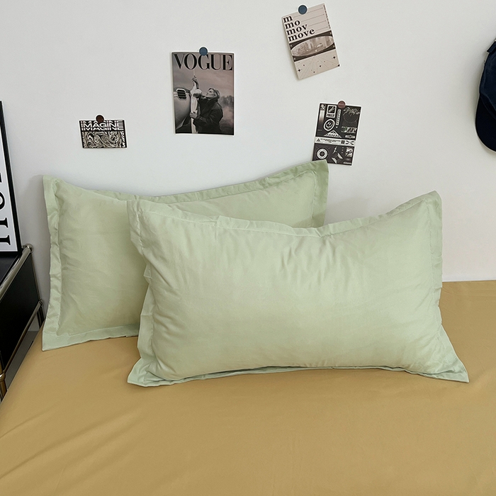 91家纺网 家纺一手货源 找家纺 贝拉梦家纺 2025新款纯色磨毛双拼亲肤棉四件套 半熟青柠