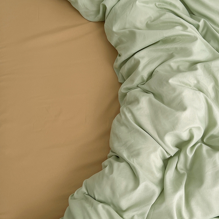 91家纺网 家纺一手货源 找家纺 贝拉梦家纺 2025新款纯色磨毛双拼亲肤棉四件套 半熟青柠