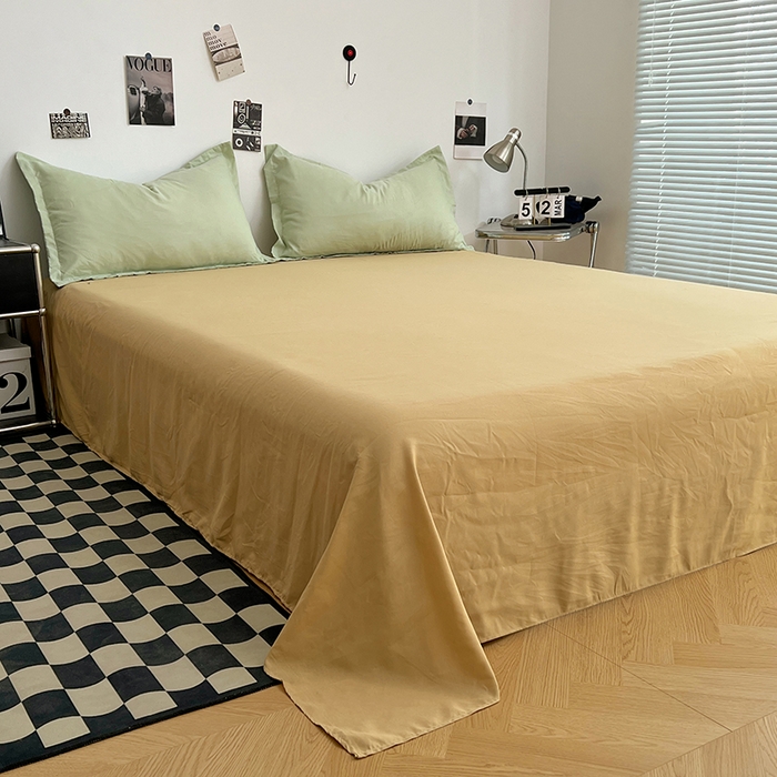 91家纺网 家纺一手货源 找家纺 贝拉梦家纺 2025新款纯色磨毛双拼亲肤棉四件套 半熟青柠