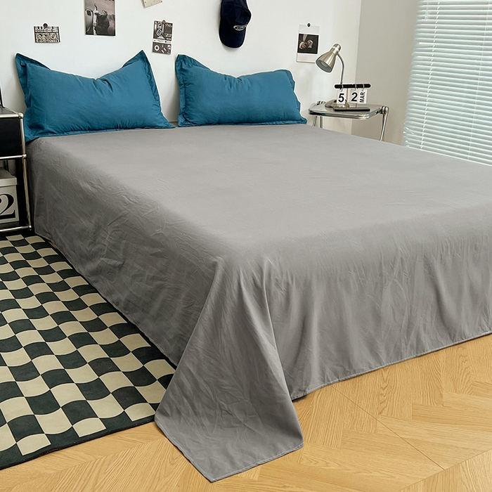 91家纺网 家纺一手货源 找家纺 贝拉梦家纺 2025新款纯色磨毛双拼亲肤棉四件套 蓝色星河