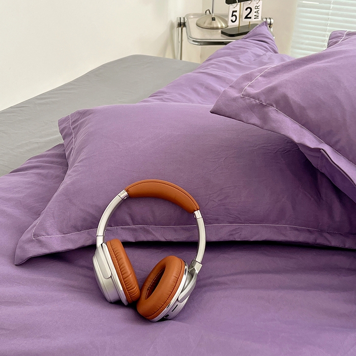 91家纺网 家纺一手货源 找家纺 贝拉梦家纺 2025新款纯色磨毛双拼亲肤棉四件套 乌梅子酱