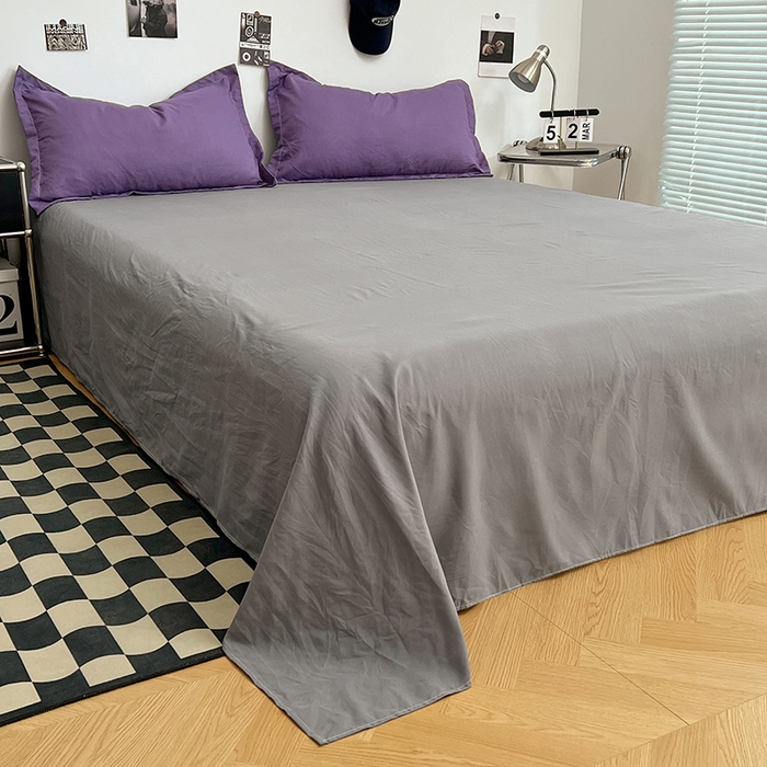 91家纺网 家纺一手货源 找家纺 贝拉梦家纺 2025新款纯色磨毛双拼亲肤棉四件套 乌梅子酱