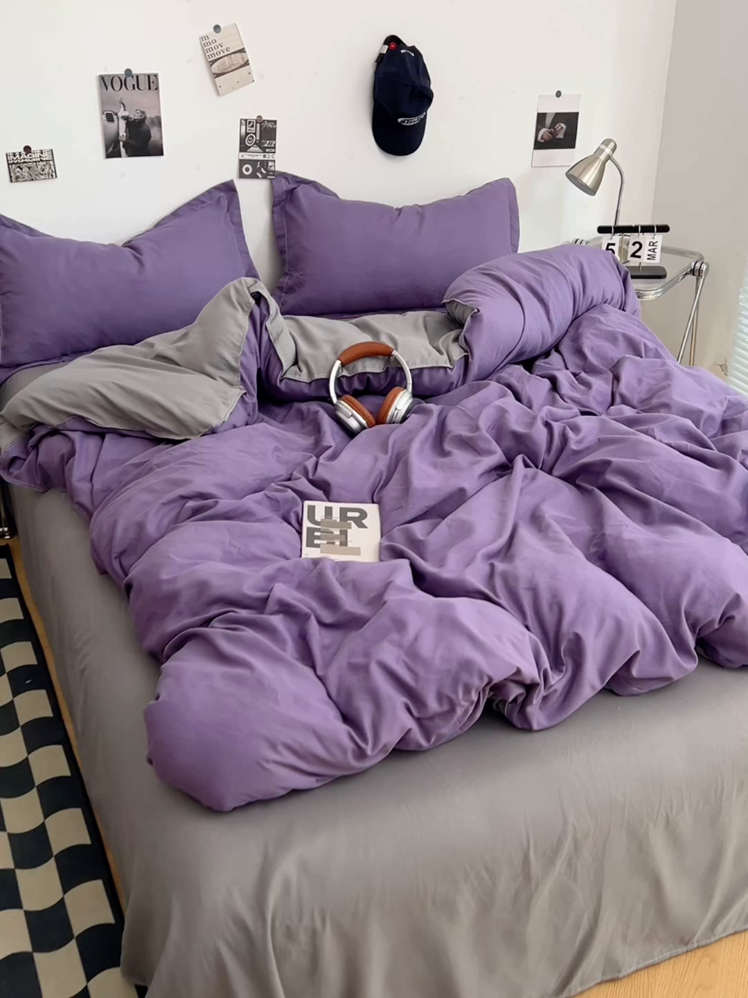 91家纺网 家纺一手货源 找家纺 贝拉梦家纺 2025新款纯色磨毛双拼亲肤棉四件套 乌梅子酱