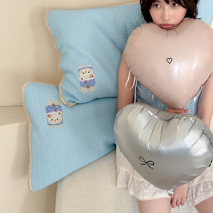 91家纺网 家纺一手货源 找家纺 圆岛家纺 2025夏季高分子PE华夫格刺绣软凉席床笠款三件套 趴趴乐园