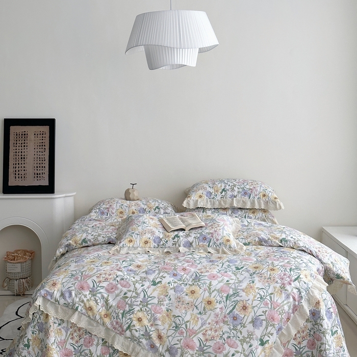 91家纺网 家纺一手货源 找家纺 （总）佰织鑫家居 2025新款全棉法式砂洗棉花床盖款被套四件套