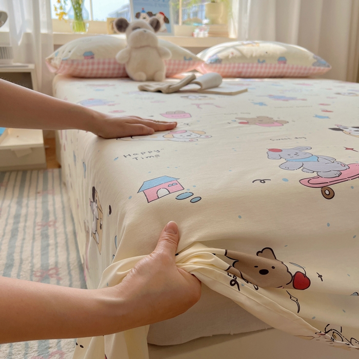 91家纺网 家纺一手货源 找家纺 六巷胡同 2025新款40s13070全棉纯棉卡通单品系列床单单件-单床单 法棍滑板狗