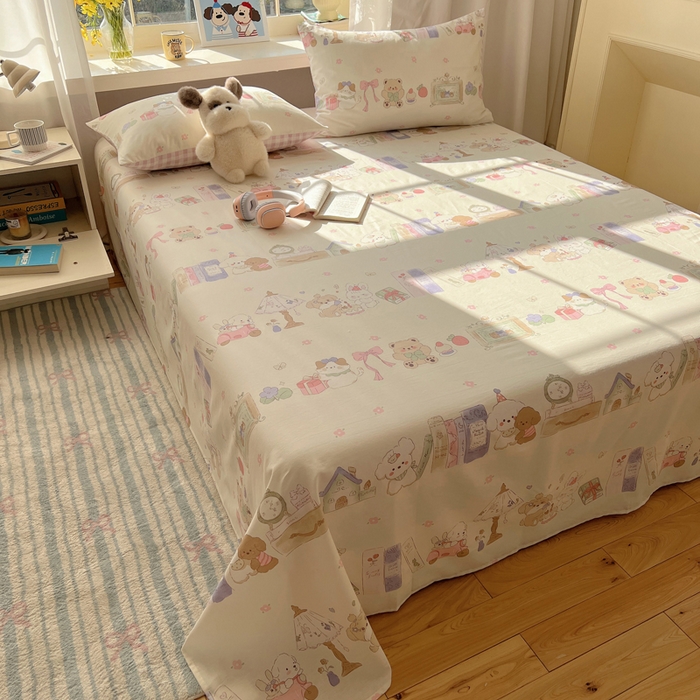 91家纺网 家纺一手货源 找家纺 六巷胡同 2025新款40s13070全棉纯棉卡通单品系列床单单件-单床单 欢乐课堂趴