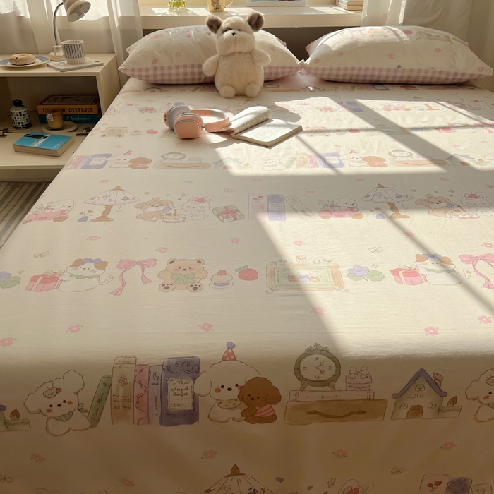 91家纺网 家纺一手货源 找家纺 六巷胡同 2025新款40s13070全棉纯棉卡通单品系列床单单件-单床单 欢乐课堂趴