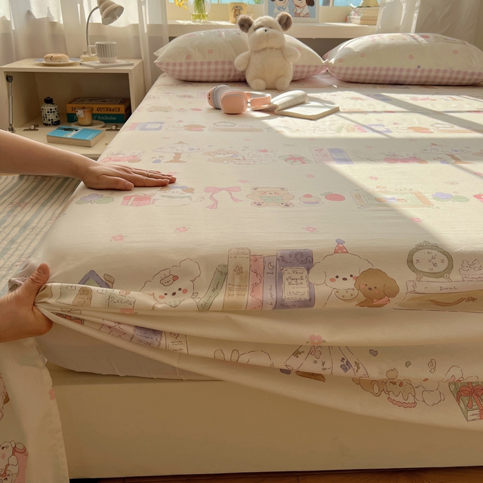 91家纺网 家纺一手货源 找家纺 六巷胡同 2025新款40s13070全棉纯棉卡通单品系列床单单件-单床单 欢乐课堂趴