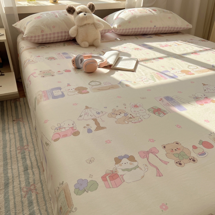 91家纺网 家纺一手货源 找家纺 六巷胡同 2025新款40s13070全棉纯棉卡通单品系列床单单件-单床单 欢乐课堂趴