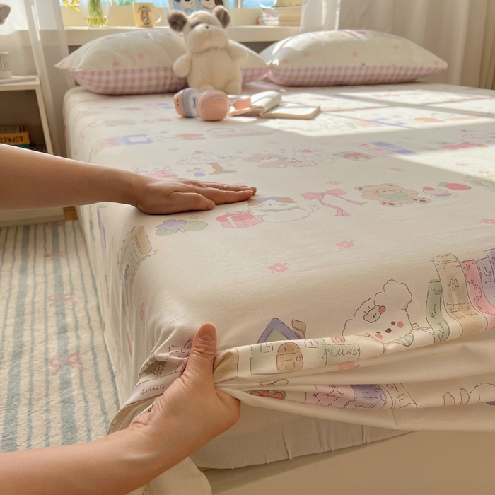 91家纺网 家纺一手货源 找家纺 六巷胡同 2025新款40s13070全棉纯棉卡通单品系列床单单件-单床单 欢乐课堂趴