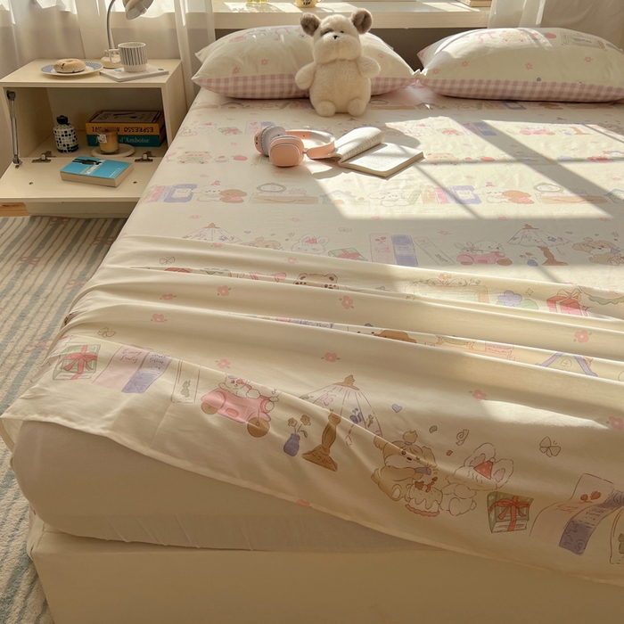 91家纺网 家纺一手货源 找家纺 六巷胡同 2025新款40s13070全棉纯棉卡通单品系列床单单件-单床单 欢乐课堂趴