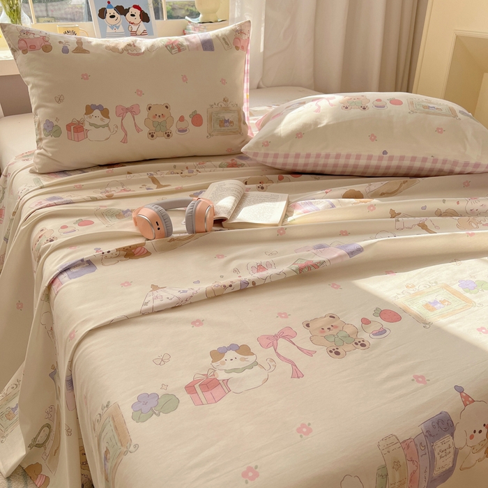 91家纺网 家纺一手货源 找家纺 六巷胡同 2025新款40s13070全棉纯棉卡通单品系列床单单件-单床单 欢乐课堂趴