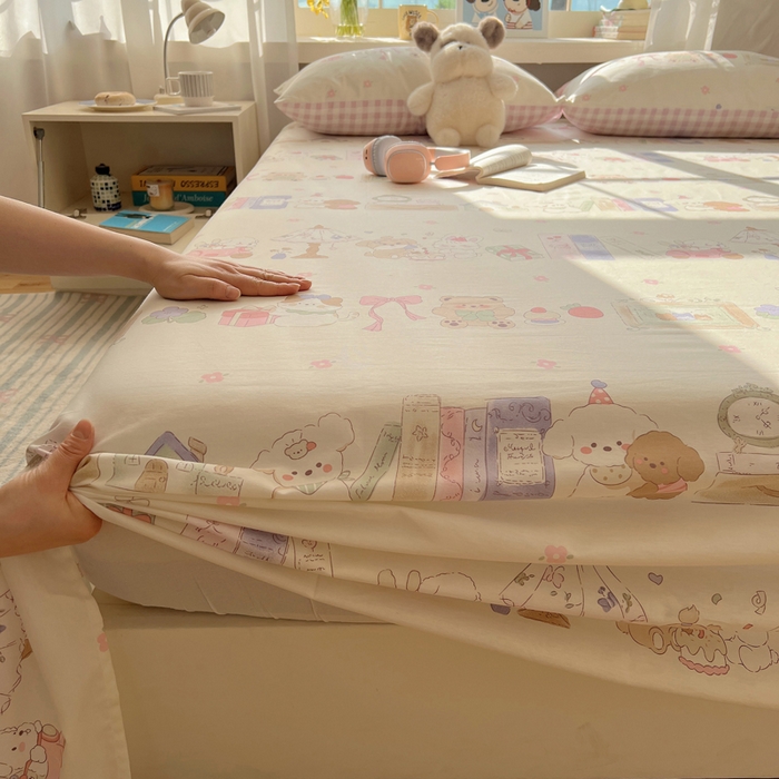 91家纺网 家纺一手货源 找家纺 六巷胡同 2025新款40s13070全棉纯棉卡通单品系列床单单件-单床单 欢乐课堂趴