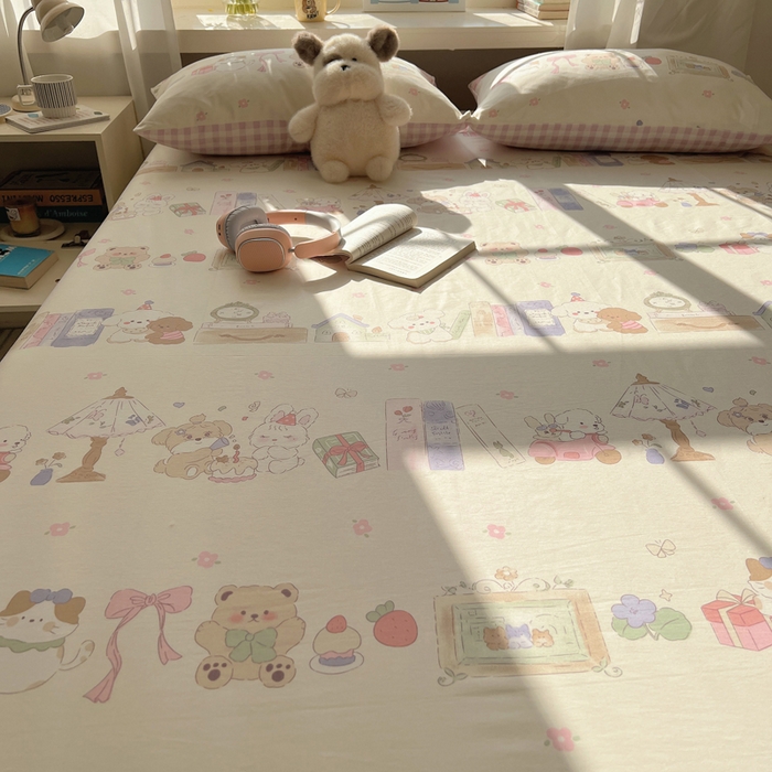 91家纺网 家纺一手货源 找家纺 六巷胡同 2025新款40s13070全棉纯棉卡通单品系列床单单件-单床单 欢乐课堂趴