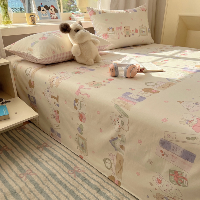 91家纺网 家纺一手货源 找家纺 六巷胡同 2025新款40s13070全棉纯棉卡通单品系列床单单件-单床单 欢乐课堂趴